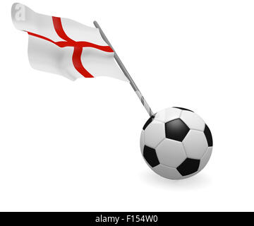 Fußball mit der Flagge von England auf weißem Hintergrund Stockfoto
