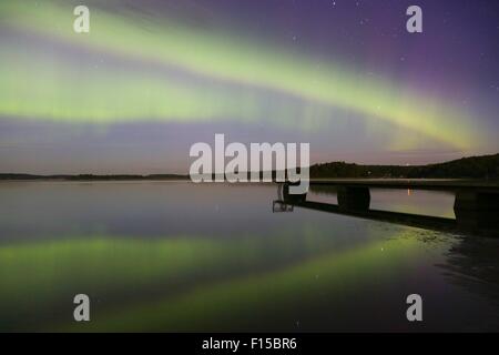 Åland, Ostsee, Finnland, 27. August 2015. Eine seltene Sommer Sichtung der Northern Lights als weit südwärts als die åländischen Schären in der finnischen Ostsee. Bildnachweis: Rob Watkins/Alamy Live-News Team Stockfoto