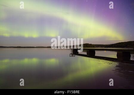 Åland, Ostsee, Finnland, 27. August 2015. Eine seltene Sommer Sichtung der Northern Lights als weit südwärts als die åländischen Schären in der finnischen Ostsee. Bildnachweis: Rob Watkins/Alamy Live-News Team Stockfoto