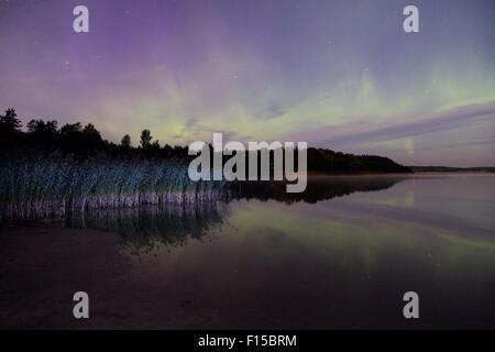 Åland, Ostsee, Finnland, 27. August 2015. Eine seltene Sommer Sichtung der Northern Lights als weit südwärts als die åländischen Schären in der finnischen Ostsee. Bildnachweis: Rob Watkins/Alamy Live-News Team Stockfoto