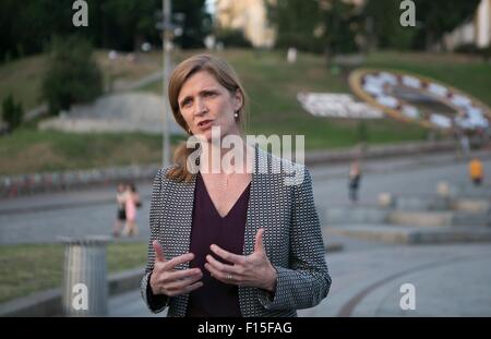 US-Botschafter bei den Vereinten Nationen Samantha Power während eines Besuchs auf dem Maidan 10. Juni 2015 in Kiew, Ukraine. Stockfoto