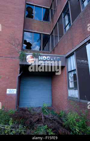 Die Relikte der ehemaligen Hoover-Fabrik in Merthyr, South Wales, UK Stockfoto