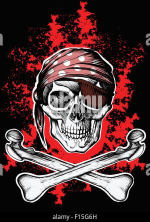 Jolly Roger Piraten Symbol mit gekreuzten Knochen Stock Vektor