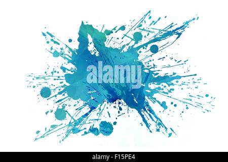 Coole abstrakte Aqua Splash, Isolated on White Background. Blauer schmutzige Farbe Splash Hintergrund Element. Stockfoto