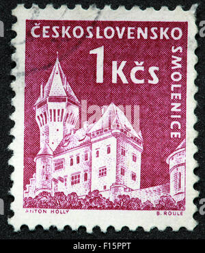 CeskoSlovensko östlich 1KCS Burg Anton Holly B.Roule Stempel Stockfoto