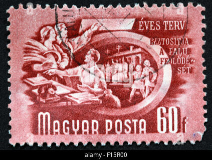 Magyar Posta 60f Eves Terv Biztositja a falu feulode Set Stamp, Ungarn - Peter Magyar Budapest Stockfoto