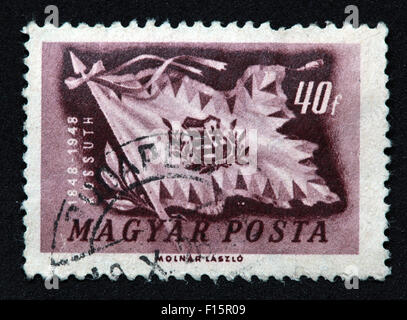 Magyar Posta 1848 1948 1848-1948 40f Lila Kossuth Flag Molnar Laszlo Stempel, Ungarn Stockfoto