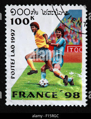 Postes Laos Laos 100K Frankreich 1998 98 Fußball Deportes World Cup Worldcup Sport Stempel Stockfoto