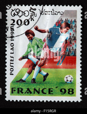 Postes Laos Laos 200K Frankreich 1998 98 Fußball Deportes World Cup Worldcup Sport Stempel Stockfoto