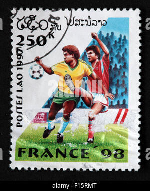 Postes Laos Laos 250K Frankreich 1998 98 Fußball Deportes World Cup Worldcup Sport Stempel Stockfoto