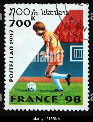 Postes Laos Laos 700K Frankreich 1998 98 Fußball Deportes World Cup Worldcup Sport Stempel Stockfoto