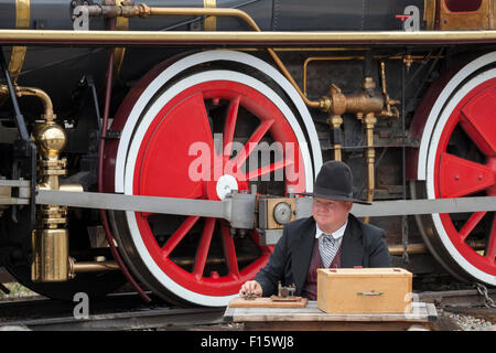 Promontory Summit, Utah - Golden Spike National Historical Park, wo die erste transkontinentale Eisenbahn im Jahr 1869 fertiggestellt wurde. Stockfoto