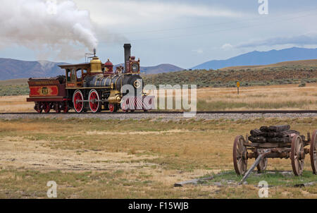 Promontory Summit, Utah - Golden Spike National Historical Park, wo die erste transkontinentale Eisenbahn im Jahr 1869 fertiggestellt wurde. Stockfoto