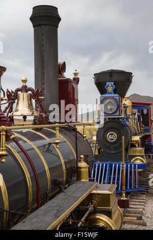 Promontory Summit, Utah - Golden Spike National Historical Park, wo die erste transkontinentale Eisenbahn im Jahr 1869 fertiggestellt wurde. Stockfoto