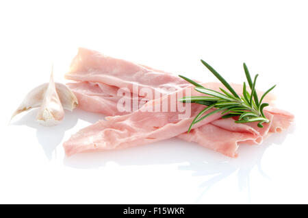 frisch rasiert Schinken auf einem weißen Hintergrund Stockfoto
