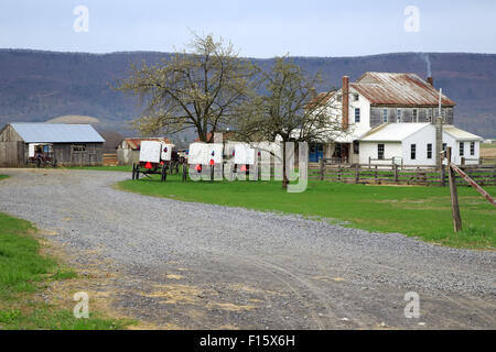 Amische Haus in Big Valley Mifflin County, Pennsylvania, USA. Stockfoto