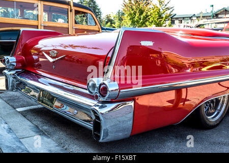 Rückansicht des eine 1957 restauriert und Cadillac in einer klassischen August 2014-Auto-Show in Gig Harbor, Washington State angepasst Stockfoto