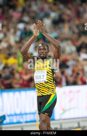 Peking, China. 27. August 2015. Usain Bolt (JAM) Leichtathletik: 15. IAAF World Championships in Athletics Herren 200m Finale im Beijing National Stadium in Peking, China. Bildnachweis: Takashi Okui/AFLO/Alamy Live-Nachrichten Stockfoto