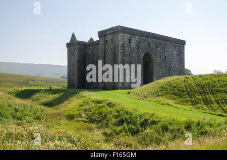 Historic Scotland Hermitage Castle aus dem Graben am Liddesdale, Nr. Newcastleton, Scottish Borders, Vereinigtes Königreich Stockfoto