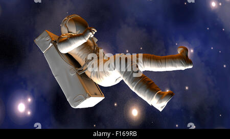 Ein Astronaut im Raum schweben. 3D Illustration. Stockfoto