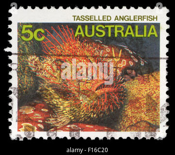 Briefmarke gedruckt in Australien zeigt der Tasseled Seeteufel, Serie, ca. 1984 Stockfoto