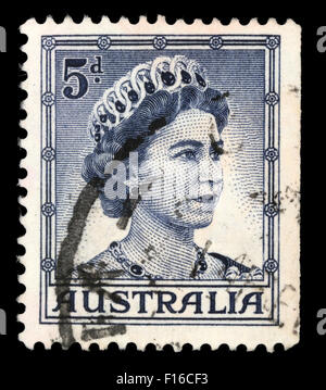 Briefmarke gedruckt in Australien zeigt ein Portrait von Königin Elizabeth II, ca. 1959. Stockfoto