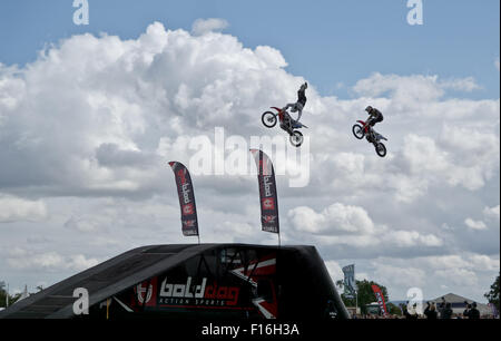 Die Bucks County Show, UK. 27. August 2015. Bolddog, Hondas offizielle Motorrad Stunt Display Team. © Scott Carruthers Stockfoto