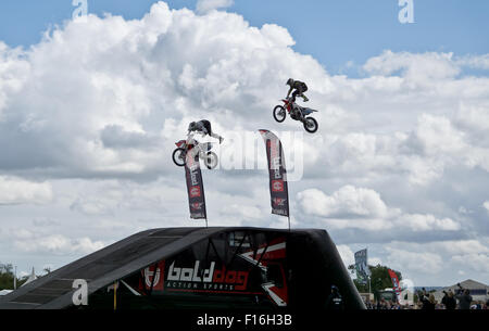 Die Bucks County Show, UK. 27. August 2015. Bolddog, Hondas offizielle Motorrad Stunt Display Team. © Scott Carruthers Stockfoto