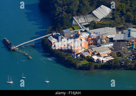 Chelsea Zuckerraffinerie, Birkenhead, Auckland, Nordinsel, Neuseeland - Antenne Stockfoto