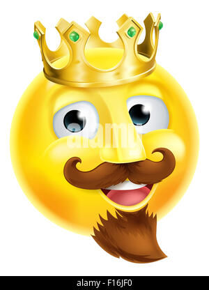 Eine Karikatur König Emoji Emoticons Charakter mit einer goldenen Krone und einem Bart Stockfoto
