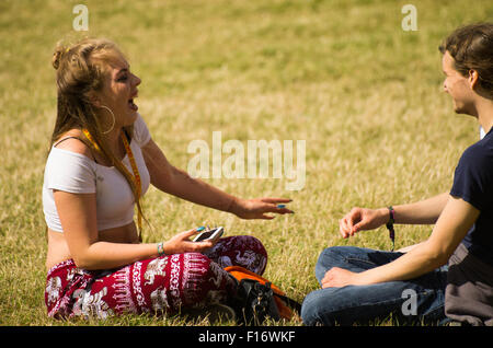 Leeds, UK. 28. August 2015. Festivalbesucher beim Leeds Festival, Leeds, UK. 28. August 2015 Stockfoto