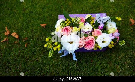 Schöne Blumen im Korb Stockfoto