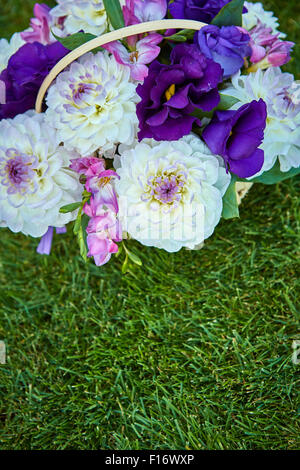 Schöne Blumen im Korb Stockfoto