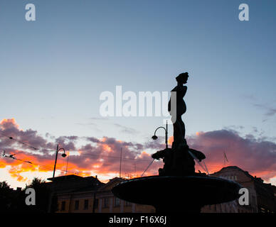 Havis Amanda in der Abenddämmerung. Helsinki, Finnland. Stockfoto