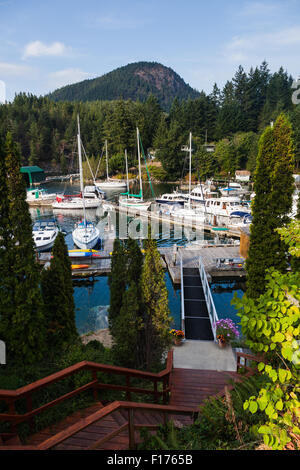 Marina und Boote in Madeira Park an der Sunshine Coast in British Columbia, Kanada Stockfoto