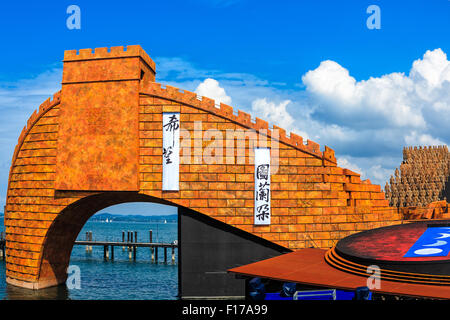 Die Seebühne am Ufer des Bodensees, Österreich Stockfoto