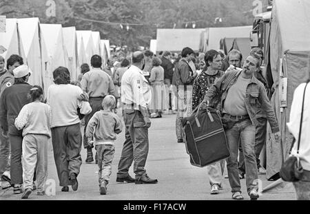 Flüchtlingslager in den Landkreis Passau, Bayern, auf DDR-Flüchtlinge, die über Ungarn und Österreich in den Westen geflohen sind Stockfoto