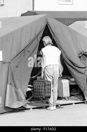 Flüchtlingslager in den Landkreis Passau, Bayern, auf DDR-Flüchtlinge, die über Ungarn und Österreich in den Westen geflohen sind Stockfoto