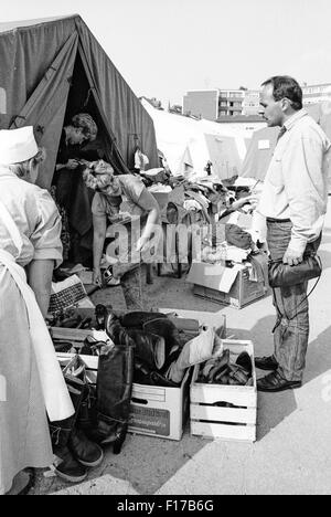 Flüchtlingslager in den Landkreis Passau, Bayern, auf DDR-Flüchtlinge, die über Ungarn und Österreich in den Westen geflohen sind Stockfoto