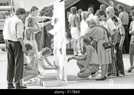 Flüchtlingslager in den Landkreis Passau, Bayern, auf DDR-Flüchtlinge, die über Ungarn und Österreich in den Westen geflohen sind Stockfoto