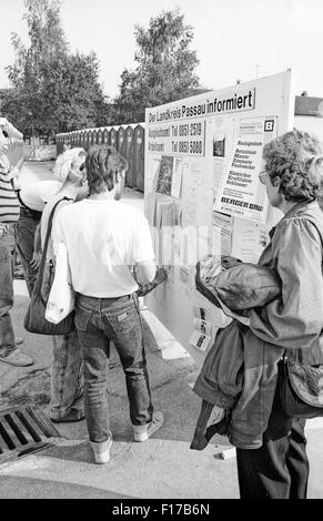 Flüchtlingslager in den Landkreis Passau, Bayern, auf DDR-Flüchtlinge, die über Ungarn und Österreich in den Westen geflohen sind Stockfoto