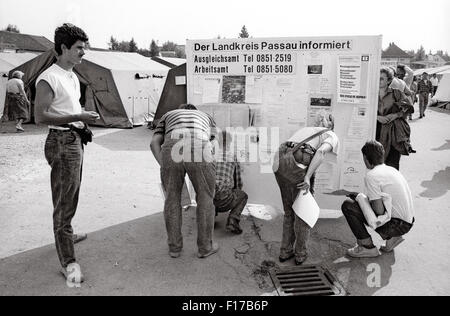 Flüchtlingslager in den Landkreis Passau, Bayern, auf DDR-Flüchtlinge, die über Ungarn und Österreich in den Westen geflohen sind Stockfoto