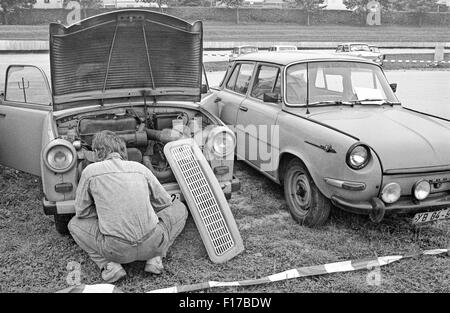 Flüchtlingslager in den Landkreis Passau, Bayern, auf DDR-Flüchtlinge, die über Ungarn und Österreich in den Westen geflohen sind Stockfoto