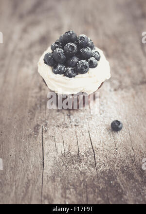 Schokolade Cupcake mit Heidelbeeren, selektiven Fokus Stockfoto