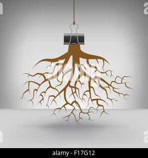 Einige Wurzeln Hung durch ein Bindemittel Clip für Print oder Web Stock Vektor