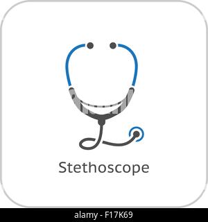 Stethoskop und medizinische Leistungen-Symbol. Flaches Design. Stock Vektor