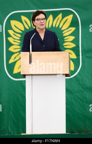 Tczew, Polen 29. August 2015 der polnische Premierminister Ewa Kopacz besucht Tczew um das jährliche Fest der polnischen Allotment Garden Association teilzunehmen. Kopacz sprach während des Festes, und traf sich mit Vereinsmitgliedern. Bildnachweis: Michal Fludra/Alamy Live-Nachrichten Stockfoto