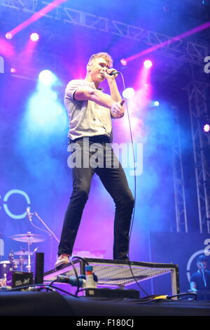 Leeds, UK, 29. August 2015. Leeds, Yorkshire, Großbritannien. 29. August 2015. Don Broco führen Sie live auf der NME-Bühne beim Leeds Festival 2015 Credit: Simon Newbury/Alamy Live News Stockfoto