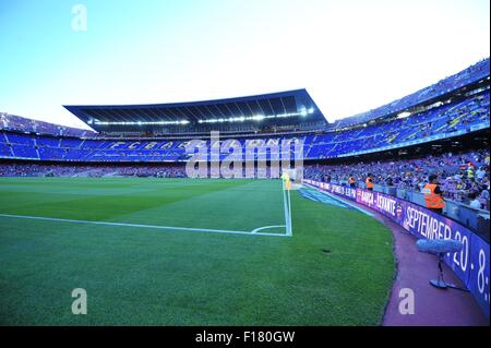 Barcelona, Spanien. 29. August 2015. Stadion Camp Nou Minuten vor dem Spiel zwischen FC Barcelona Vs Malaga vgl. © Marcio Machado/ZUMA Draht/Alamy Live News Stockfoto