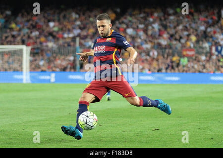 Camp Nou, Barceona. 29. August 2015. Spanien. FC Barcelona und Malaga CF. Alba (Barca) in Aktion während des Spiels Credit: Action Plus Sport/Alamy Live News Stockfoto